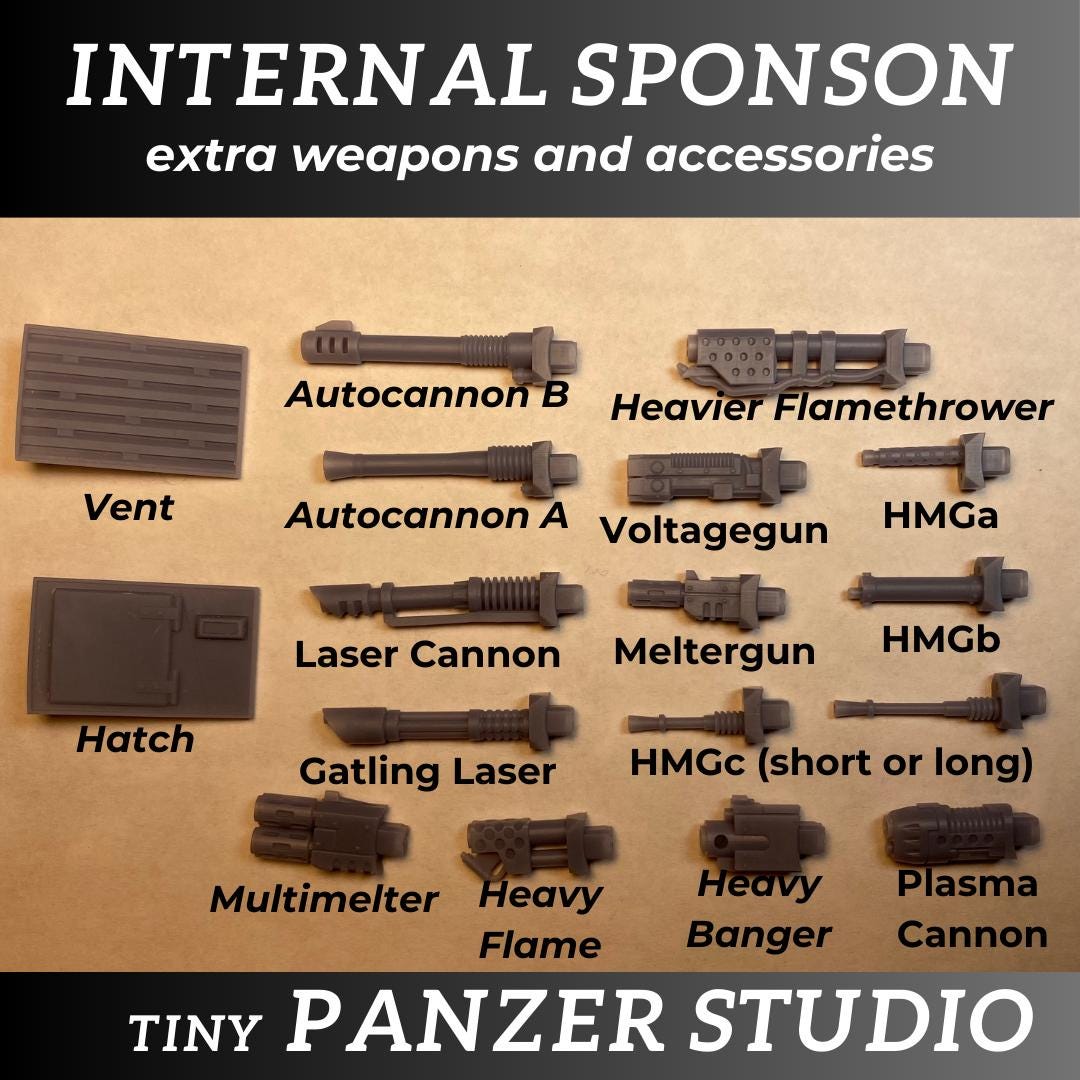 Extra Weapons and Accessories for Internal Sponson Kit or slot mounts