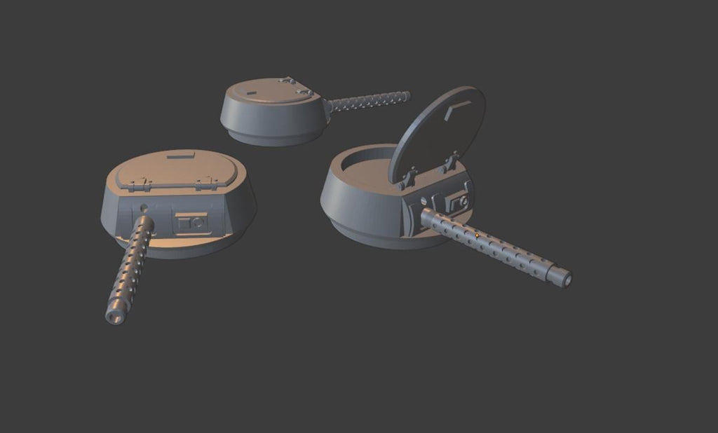 Grimdark mini turrets for sci-fi vehicles and tanks