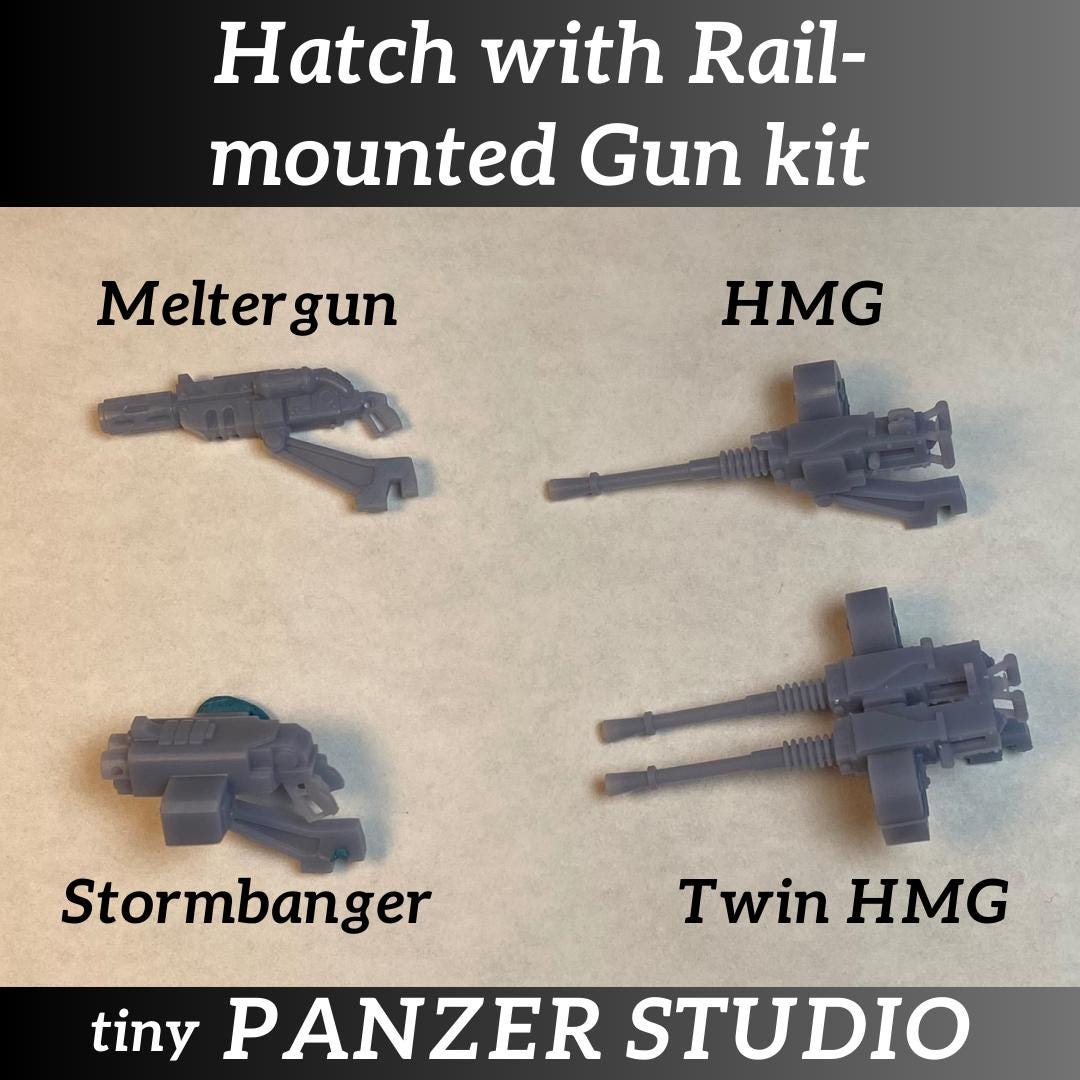 Tank cupola hatches with rail-mounted weapons for sci-fi tanks and vehicles